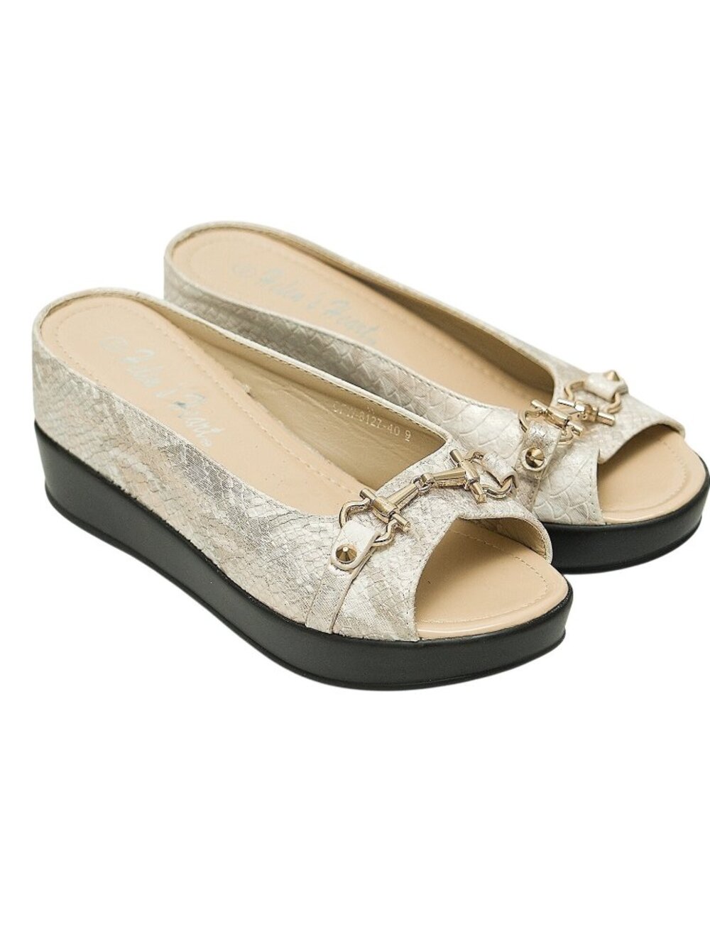 Helens Heart Slide Sandals Size 9 Beige Snake Wedge Womens Shoes Horsebit